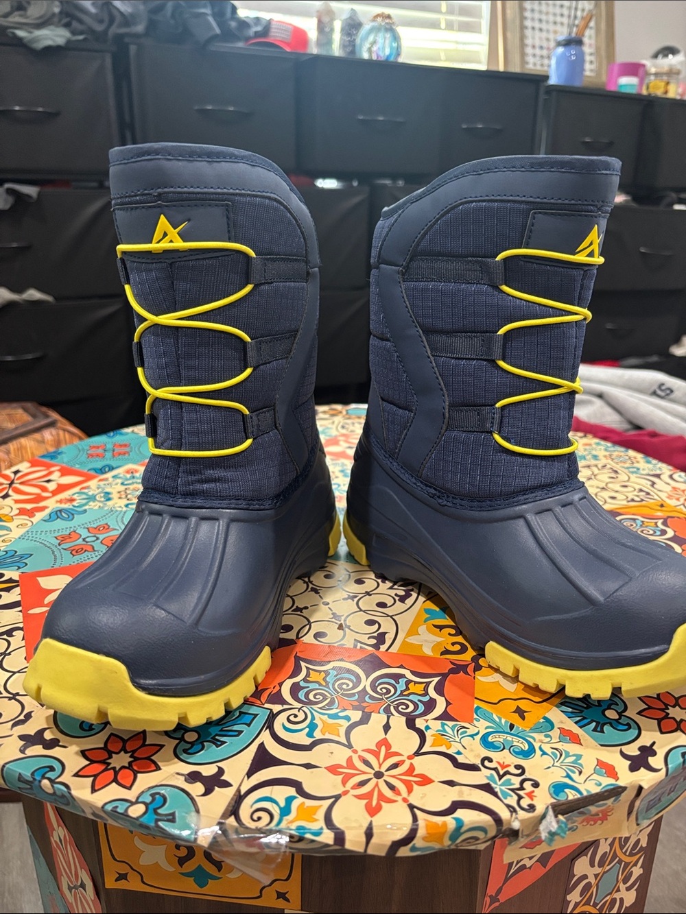 Alpine pro Kids Navy and Yellow Winter Boots